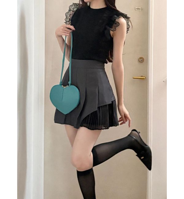 MERCURYDUO「異素材切替プリーツミニスカパン」|スカート|