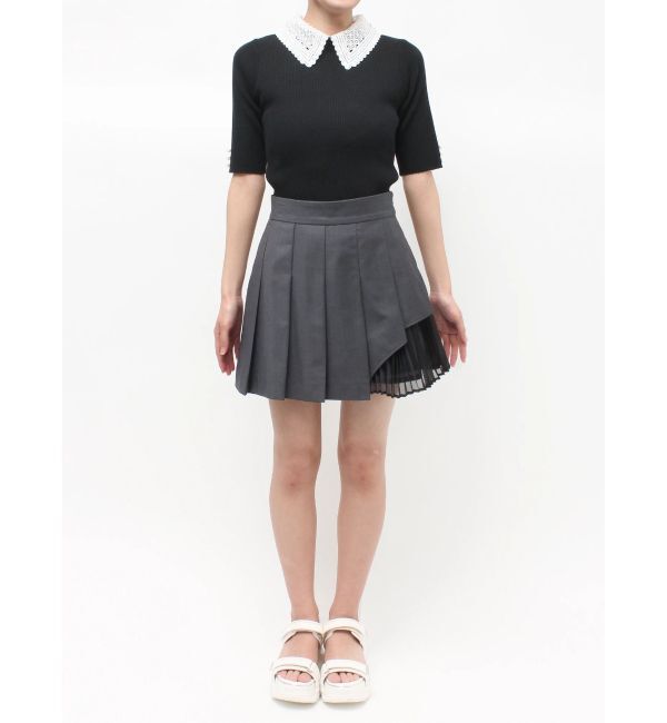 MERCURYDUO「異素材切替プリーツミニスカパン」|スカート|