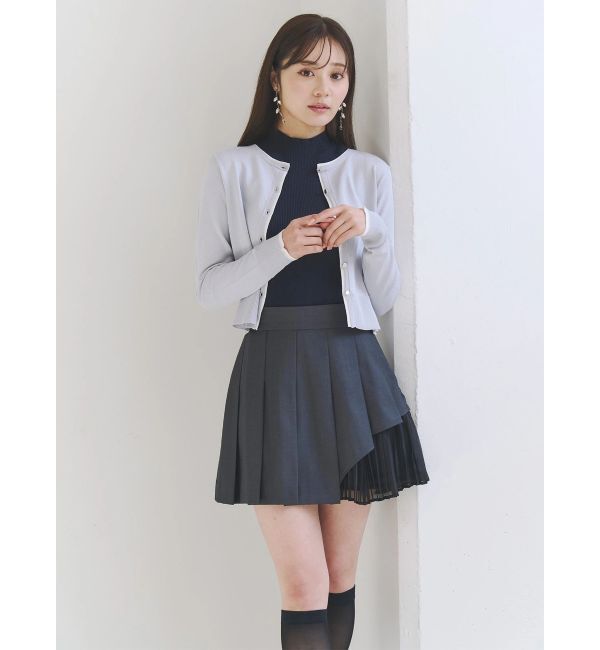 MERCURYDUO「異素材切替プリーツミニスカパン」|スカート|