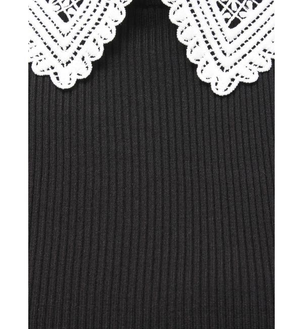 MERCURYDUO「レース襟ハーフスリーブニット」|ニット・セーター|