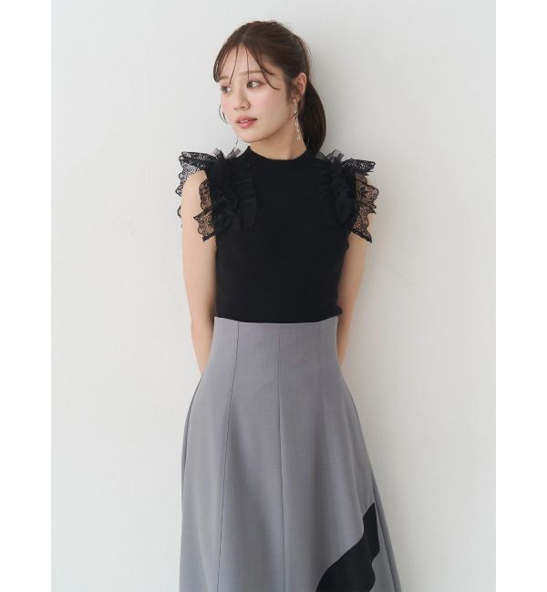 MERCURYDUO「異素材フリルボトルニット」|ニット・セーター|