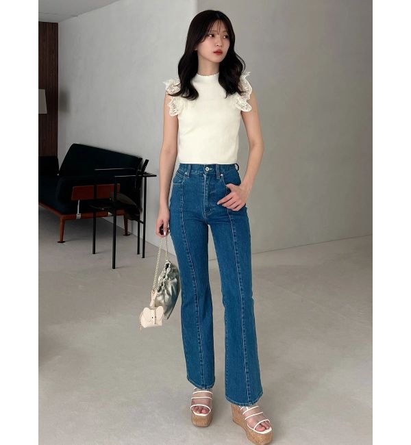 MERCURYDUO「異素材フリルボトルニット」|ニット・セーター|