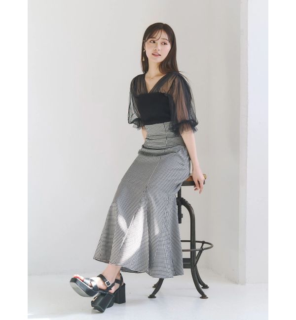 MERCURYDUO「チュールギャザー使いニット」|ニット・セーター|