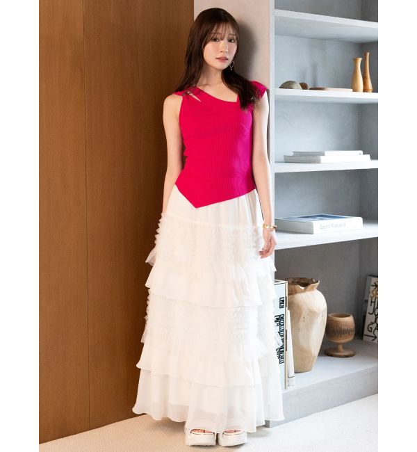 MERCURYDUO「アシメカッティングリブニット」|ニット・セーター|