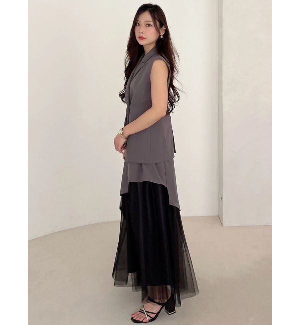 MERCURYDUO「【SETUP】アシメドレープジレ」|ベスト・ジレ|