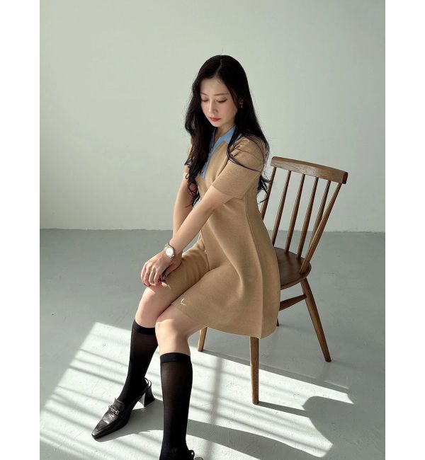 MERCURYDUO「【WEB限定】バイカラースキッパーフレアミニワンピース」|ワンピース|