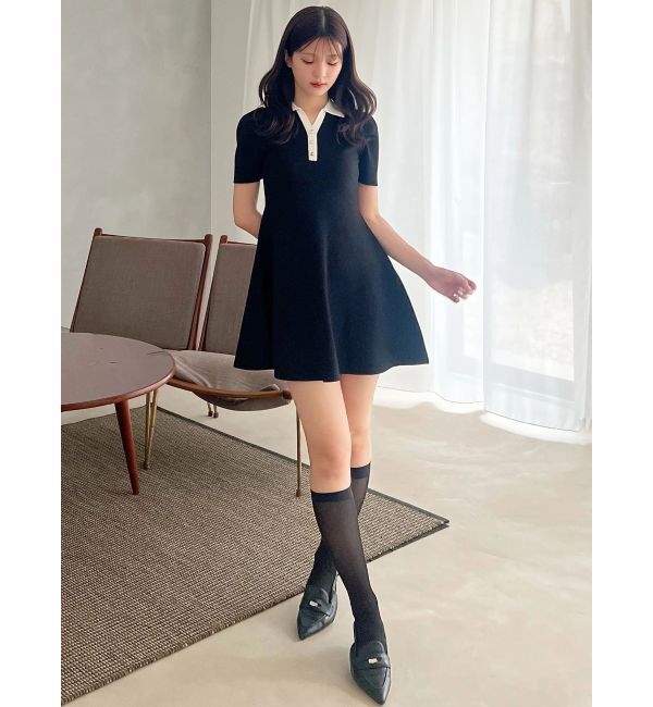 MERCURYDUO「【WEB限定】バイカラースキッパーフレアミニワンピース」|ワンピース|