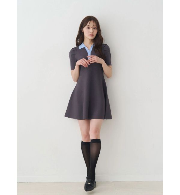 MERCURYDUO「【WEB限定】バイカラースキッパーフレアミニワンピース」|ワンピース|