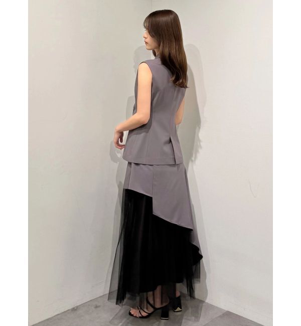 MERCURYDUO「【SETUP】異素材使いアシメフレアスカート」|スカート|