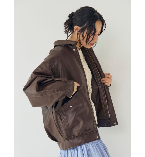 Ungrid「ポケットデザインフェイクレザーブルゾン」|ブルゾン・スタジャン|