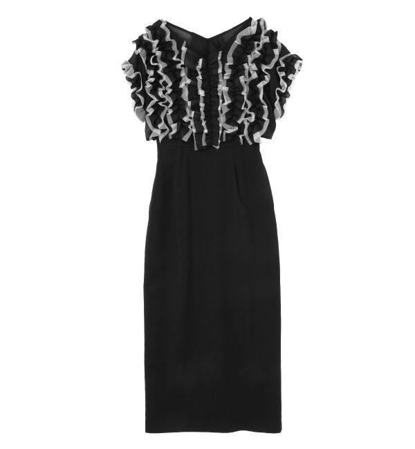 LAGUNAMOON「LADYチュールブレンドフリルカーデドレス」|ドレス|