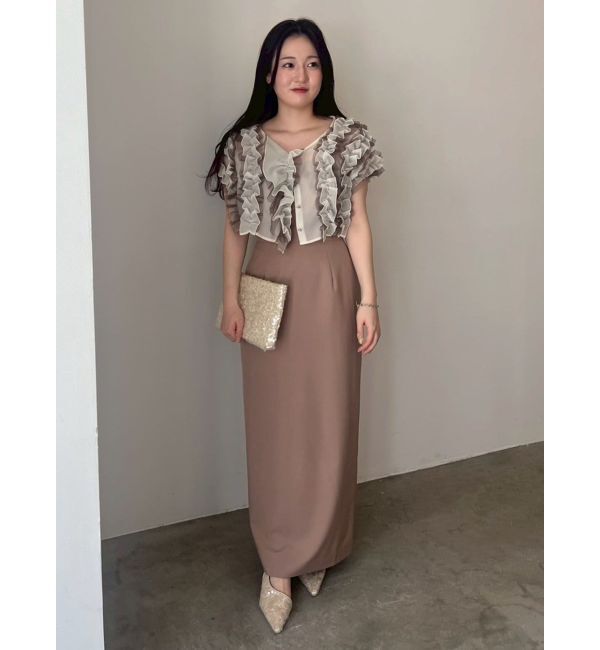 LAGUNAMOON「LADYチュールブレンドフリルカーデドレス」|ドレス|