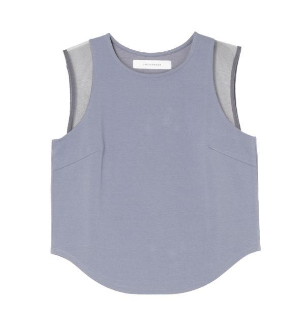 LAGUNAMOON「ショルダーメッシュタンク」|タンクトップ|ブルー