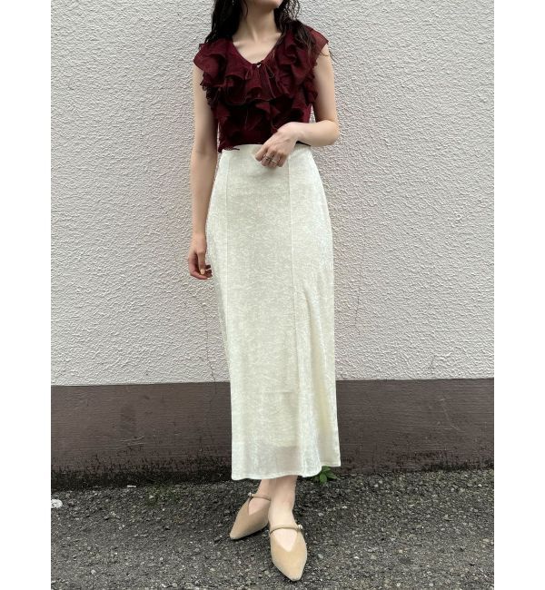 LAGUNAMOON「メッシュフリルノースリニットプルオーバー」|ニット・セーター|