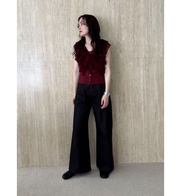 LAGUNAMOON「メッシュフリルノースリニットプルオーバー」|ニット・セーター|