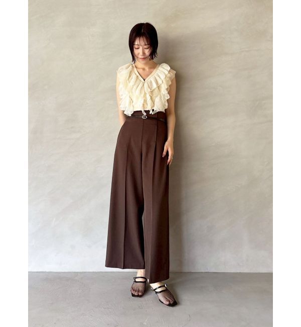 LAGUNAMOON「メッシュフリルノースリニットプルオーバー」|ニット・セーター|