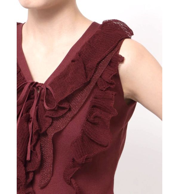 LAGUNAMOON「メッシュフリルノースリニットプルオーバー」|ニット・セーター|