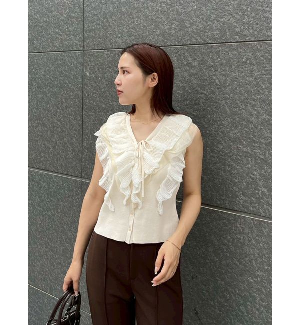 LAGUNAMOON「メッシュフリルノースリニットプルオーバー」|ニット・セーター|