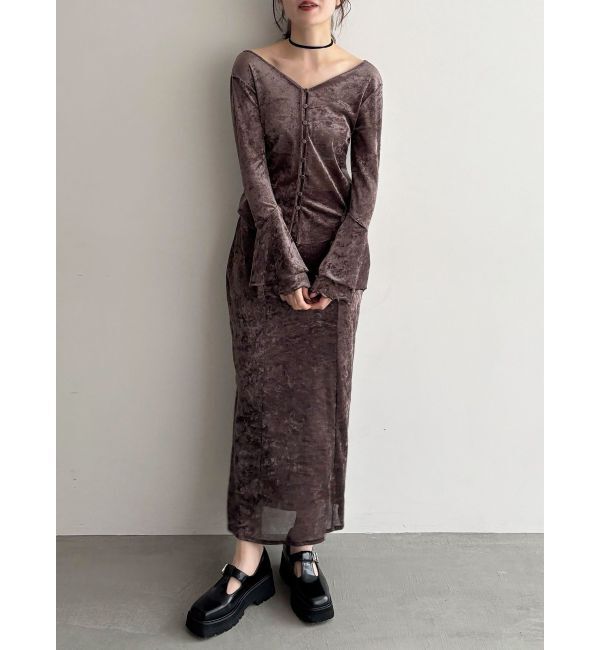 LAGUNAMOON「2WAYシアーメッシュベロアトップス」|Tシャツ・カットソー|