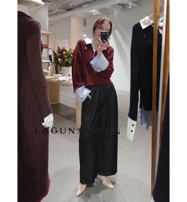 LAGUNAMOON「【POLO BCSコラボ】シャツカラーカフスニットプルオーバー」|ニット・セーター|