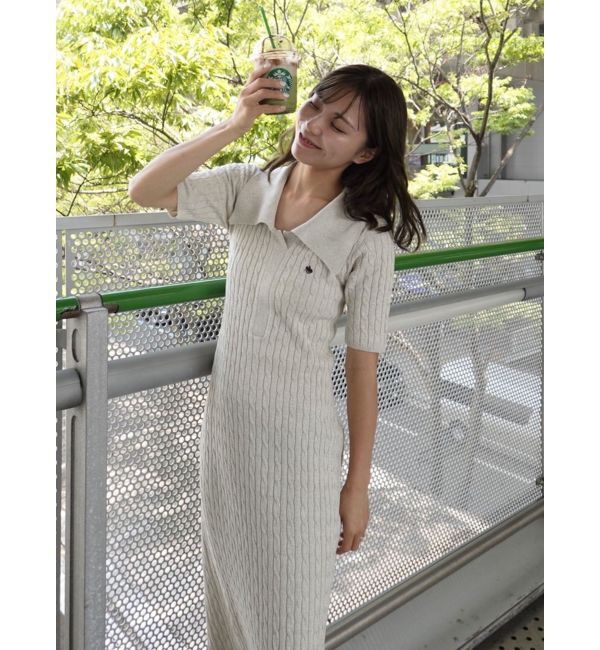 LAGUNAMOON「【POLO BCSコラボ】カラーネックメランジケーブルニットワンピース」|ワンピース|