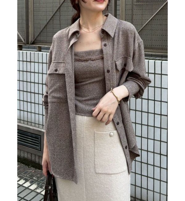 LAGUNAMOON「ツイードフリンジキャミソール」|キャミソール|ブラウン