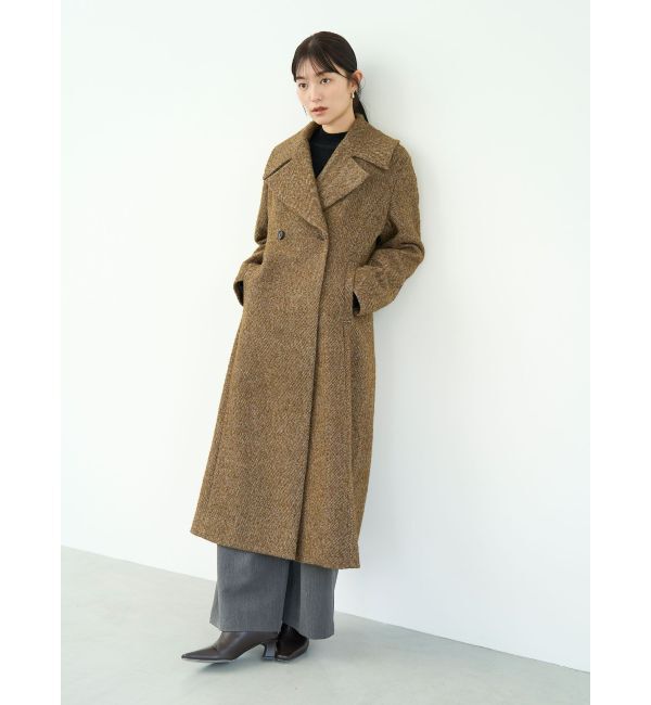 LAGUNAMOON「ウエストタックウールブレンドツイードコート」|その他|ブラウン