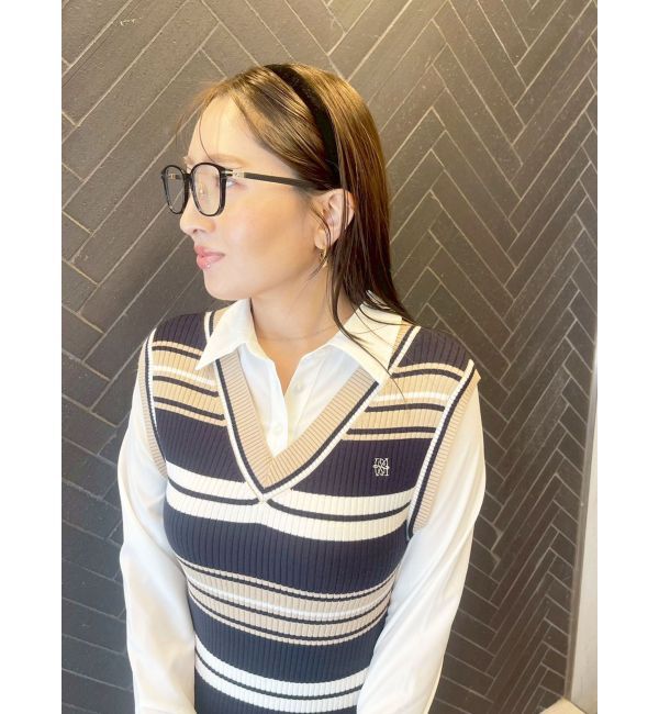 LAGUNAMOON「シャツレイヤードボーダーニットワンピース」|ワンピース|