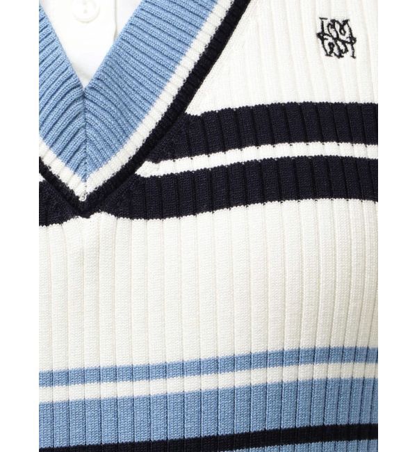 LAGUNAMOON「シャツレイヤードボーダーニットワンピース」|ワンピース|