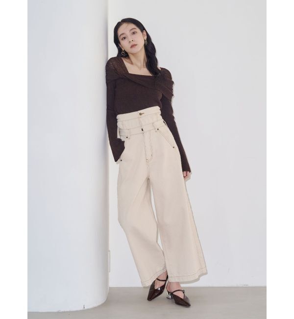 LAGUNAMOON「ハイウエストラインディティールデニムパンツ」|デニム|