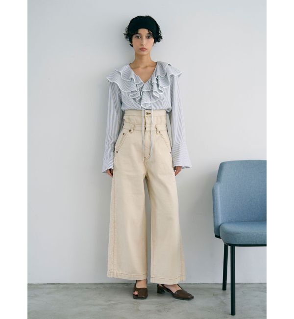 LAGUNAMOON「ハイウエストラインディティールデニムパンツ」|デニム|