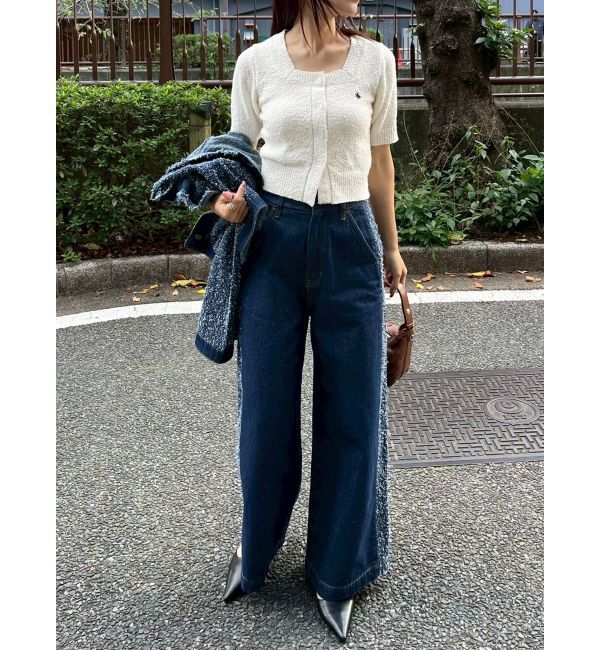 LAGUNAMOON「ハイウエストラインディティールデニムパンツ」|デニム|