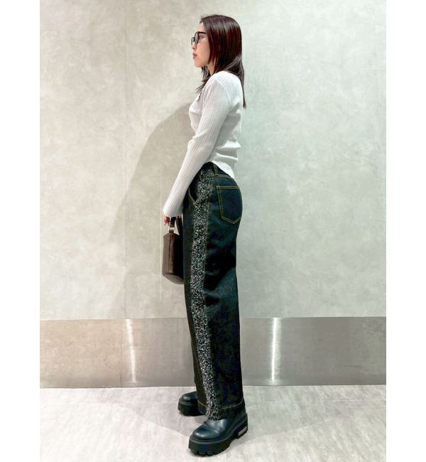 LAGUNAMOON「ハイウエストラインディティールデニムパンツ」|デニム|