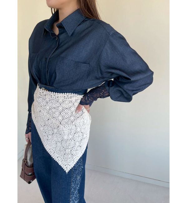 LAGUNAMOON「ハイウエストラインディティールデニムパンツ」|デニム|