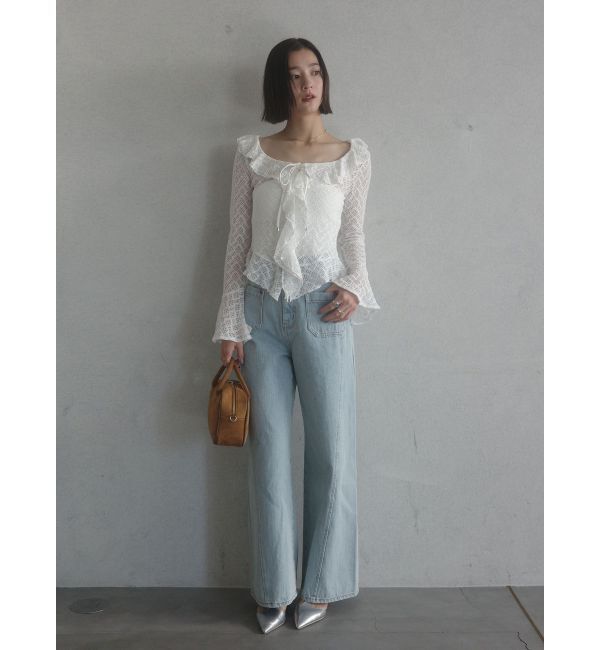 LAGUNAMOON「パッチポケットセミワイドデニムパンツ」|デニム|