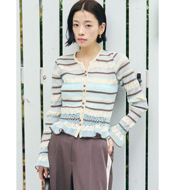 LAGUNAMOON「シアーボーダーカーデプルオーバー」|ニット・セーター|