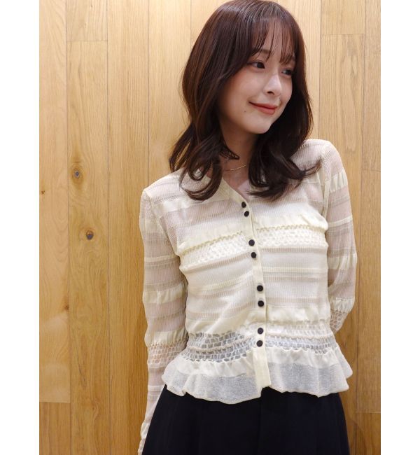 LAGUNAMOON「シアーボーダーカーデプルオーバー」|ニット・セーター|