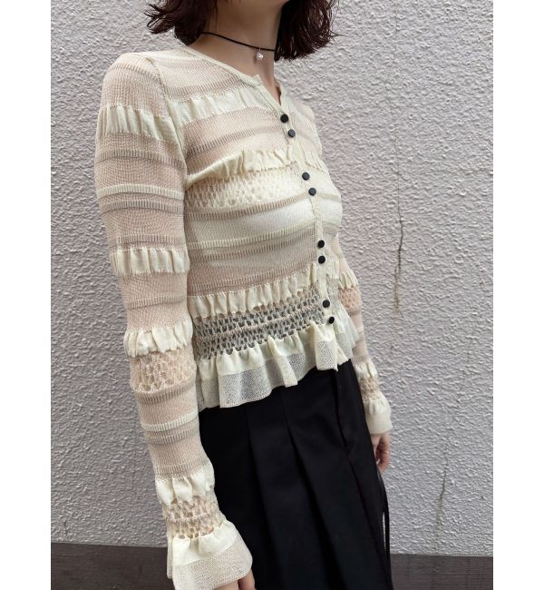 LAGUNAMOON「シアーボーダーカーデプルオーバー」|ニット・セーター|