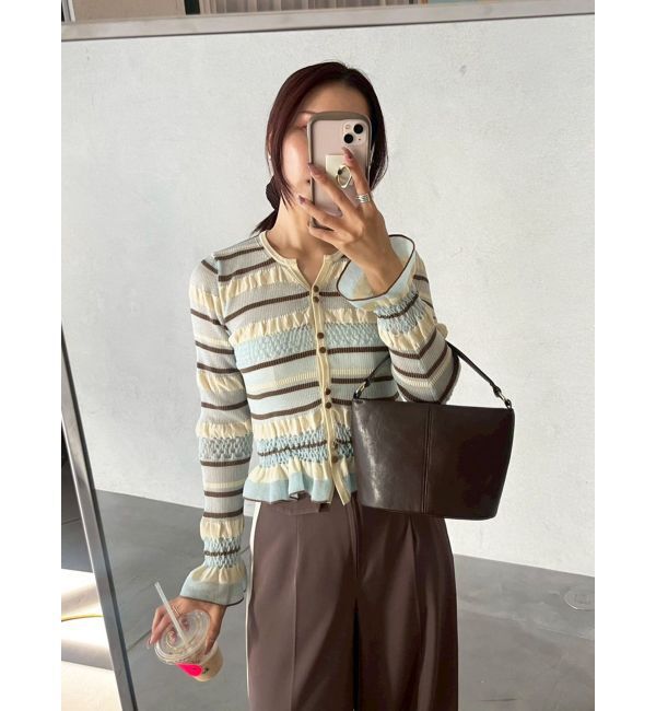 LAGUNAMOON「シアーボーダーカーデプルオーバー」|ニット・セーター|