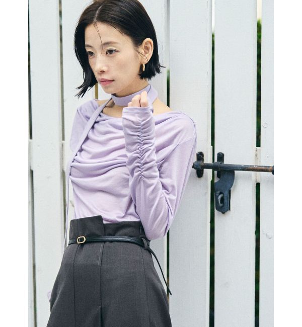 LAGUNAMOON「ドレープボウタイカットトップス」|Tシャツ・カットソー|ラベンダー