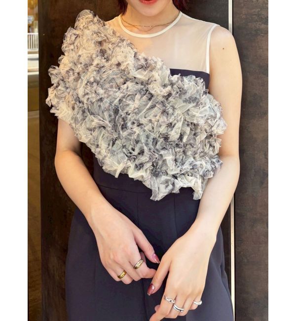 LAGUNAMOON「LADYチュールオフショルパンツドレス」|ドレス|