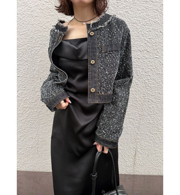 LAGUNAMOON「ハンマーサテンラペルキャミワンピース」|ワンピース|