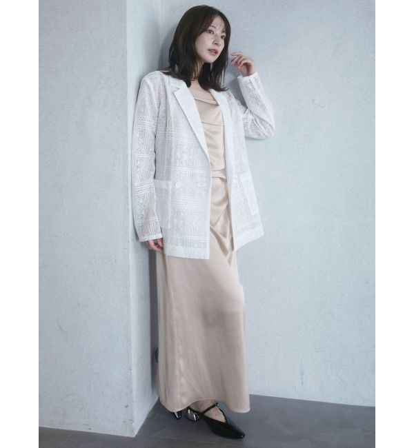 LAGUNAMOON「ハンマーサテンラペルキャミワンピース」|ワンピース|