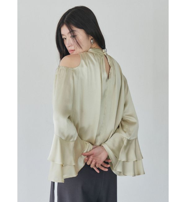 LAGUNAMOON「オープンショルダーボリュームブラウス」|シャツ・ブラウス|ライトグリーン