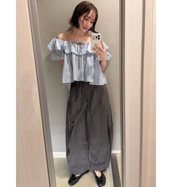 LAGUNAMOON「【FILA別注】フリルオフショルブラウス」|シャツ・ブラウス|