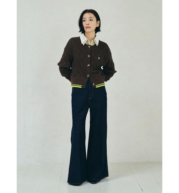 LAGUNAMOON「センタープレスワイドフレアデニムパンツ」|デニム|