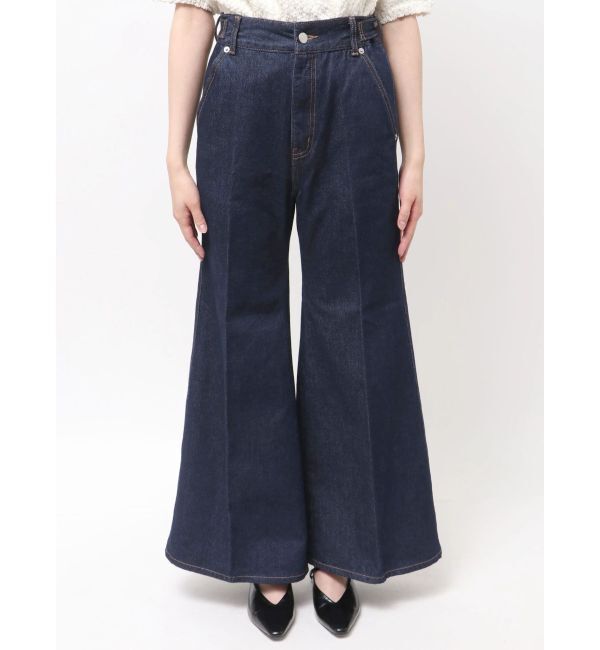 LAGUNAMOON「センタープレスワイドフレアデニムパンツ」|デニム|
