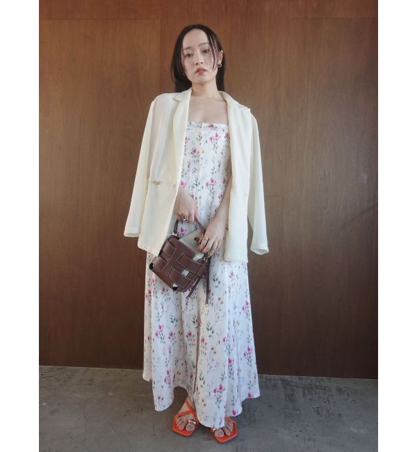 LAGUNAMOON「フロントボタンデザインフロ-ラルプリントサテンキャミワンピース」|ワンピース|