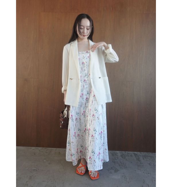 LAGUNAMOON「フロントボタンデザインフロ-ラルプリントサテンキャミワンピース」|ワンピース|