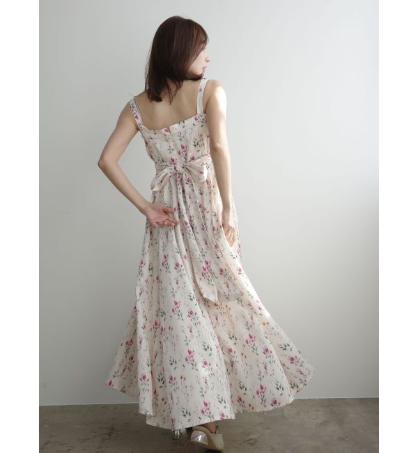 LAGUNAMOON「フロントボタンデザインフロ-ラルプリントサテンキャミワンピース」|ワンピース|